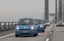 Brintbilerne på vej fra Malmø. Foto: World Photo, Michael Jensen.