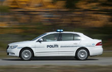 Škoda Superb 3.6 FSI med 260 hk og 4x4 er og bliver den hurtigste politibil i landet.