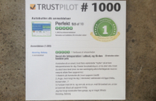 Her er det synlige bevis på autobutler.dk's topplacering på den førende ratingtjeneste Trustpilot.dk.